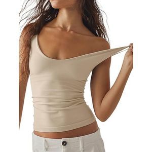 Women  Deep V Neck Top Sleeveless Backless  Strap Tank Top Casual Basic Cami